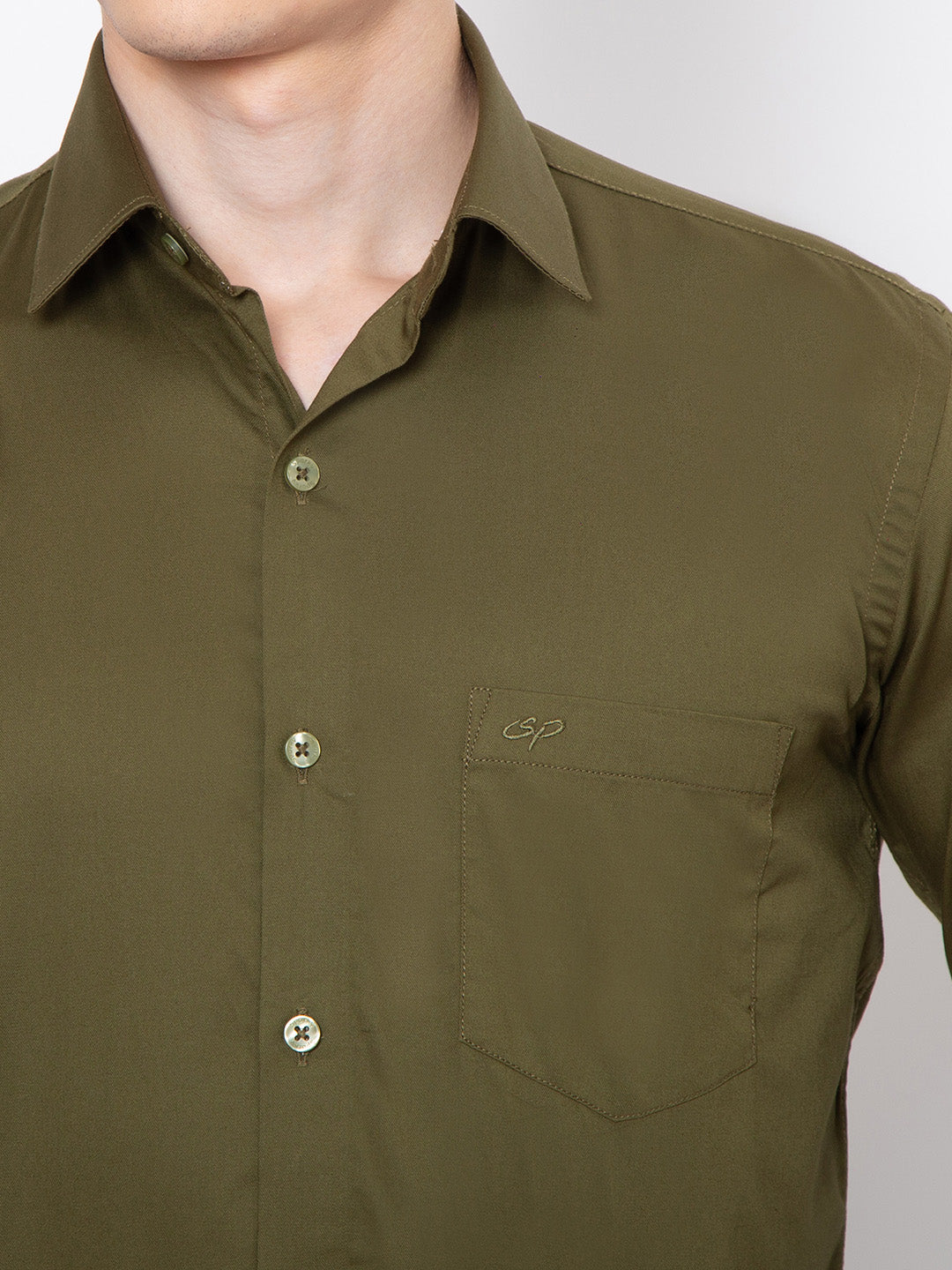 Mens Solid Green Color Shirt