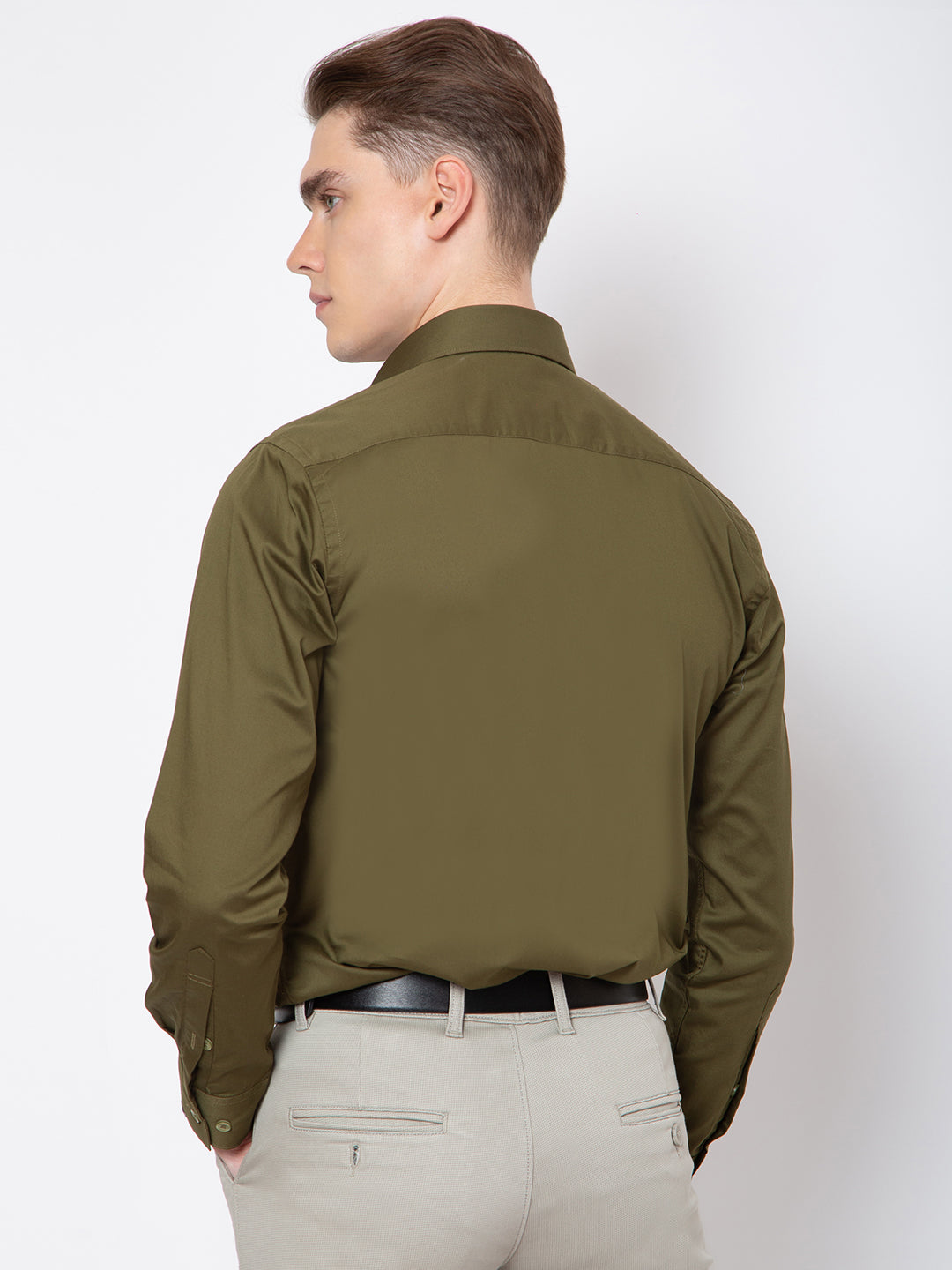 Mens Solid Green Color Shirt