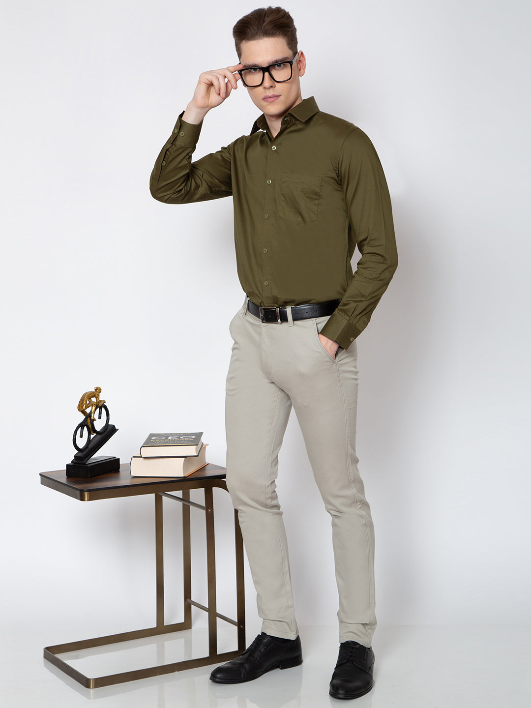 Mens Solid Green Color Shirt