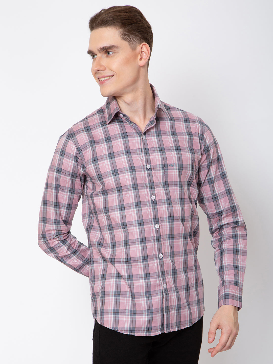 Mens Indigo Check Print Shirt