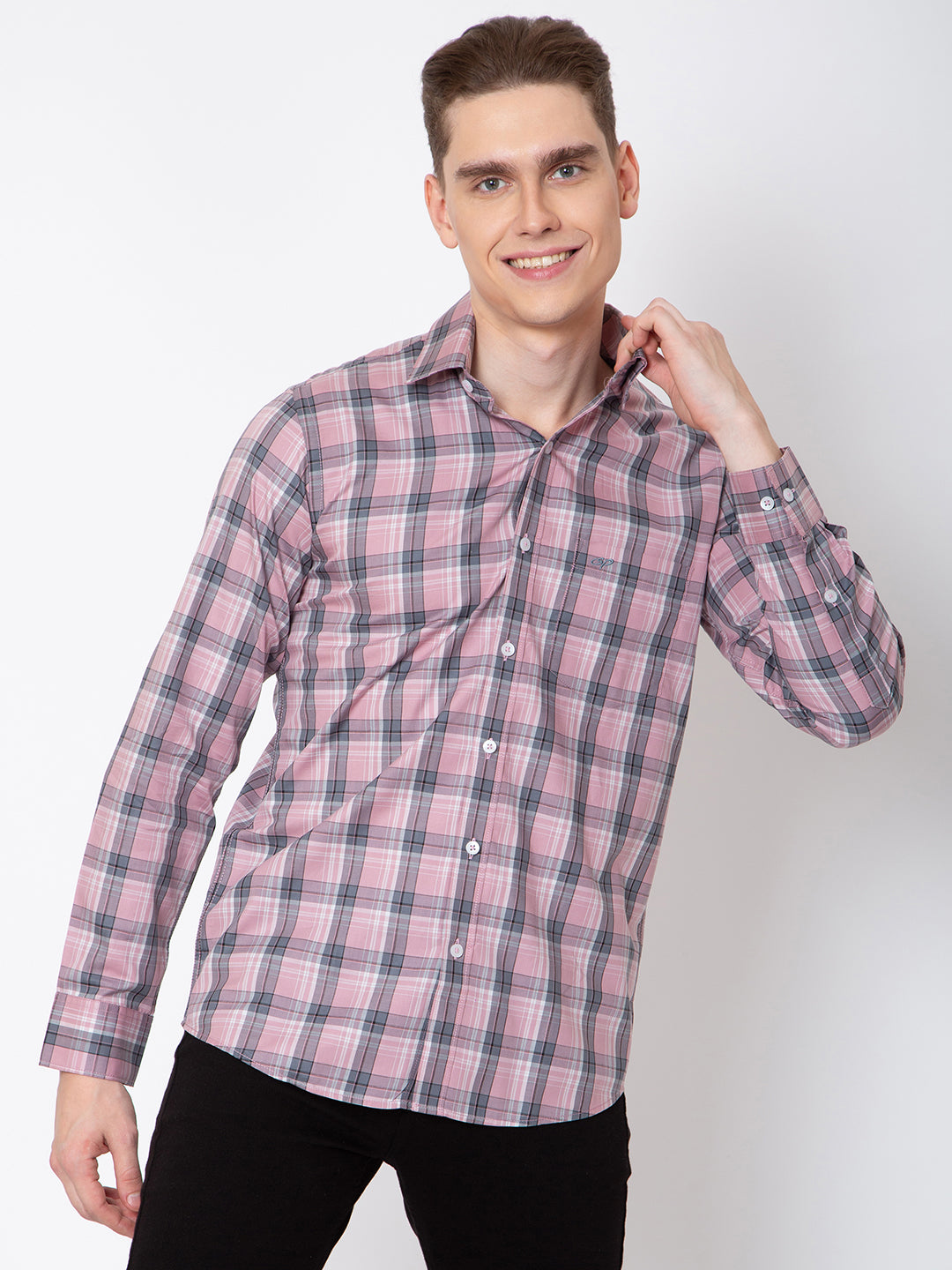 Mens Indigo Check Print Shirt