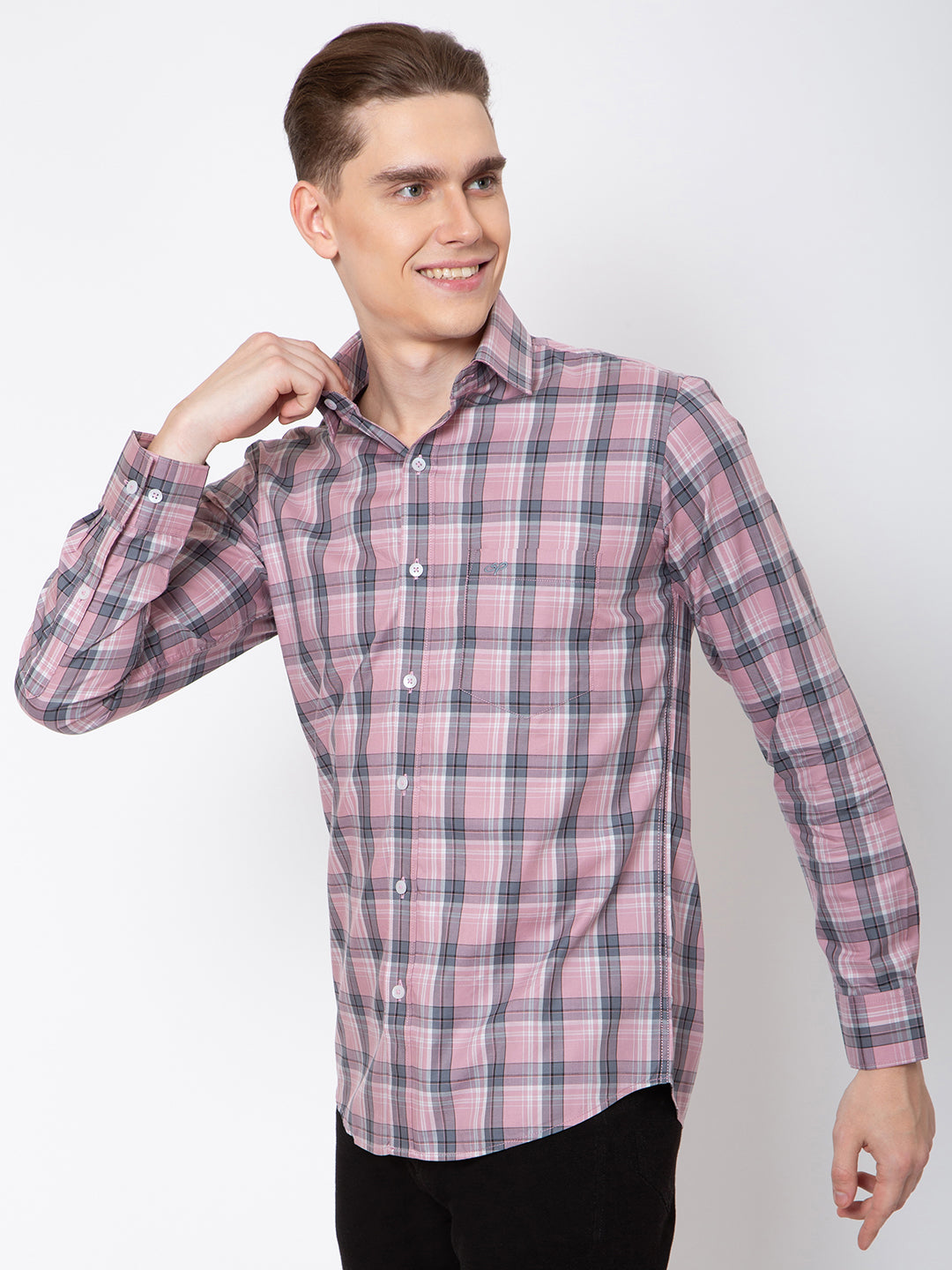 Mens Indigo Check Print Shirt