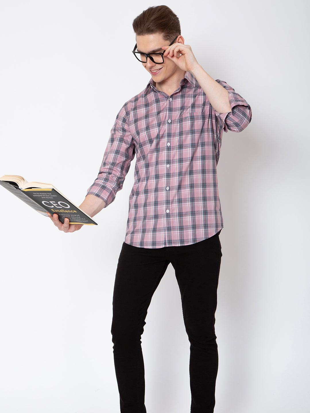 Mens Indigo Check Print Shirt