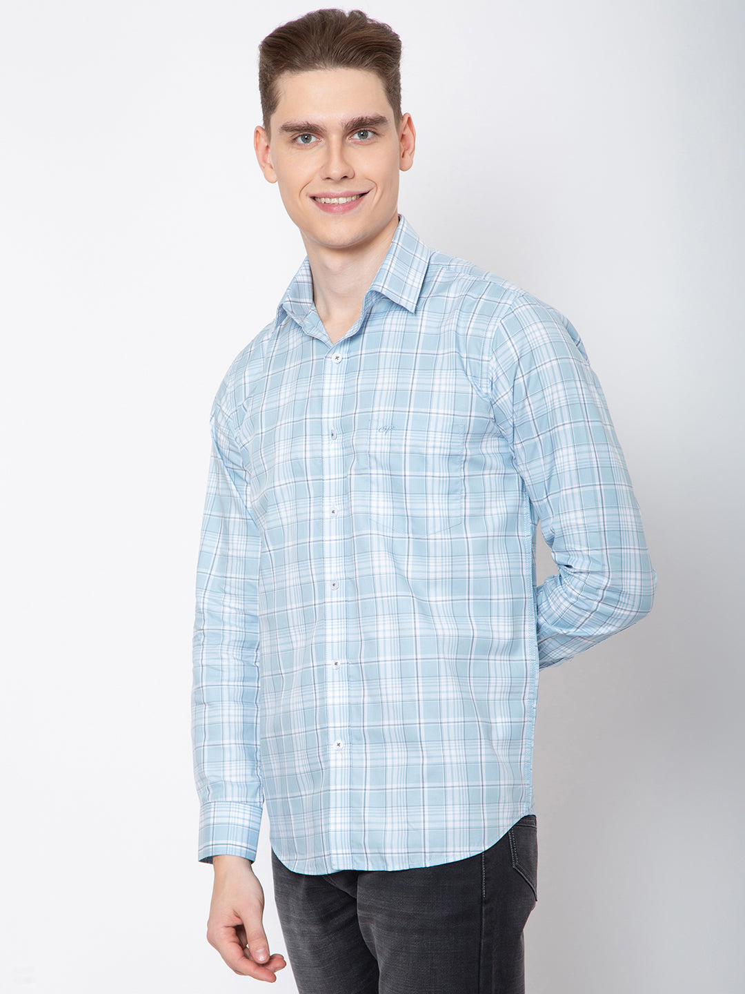 Mens Small Indigo Check Shirt