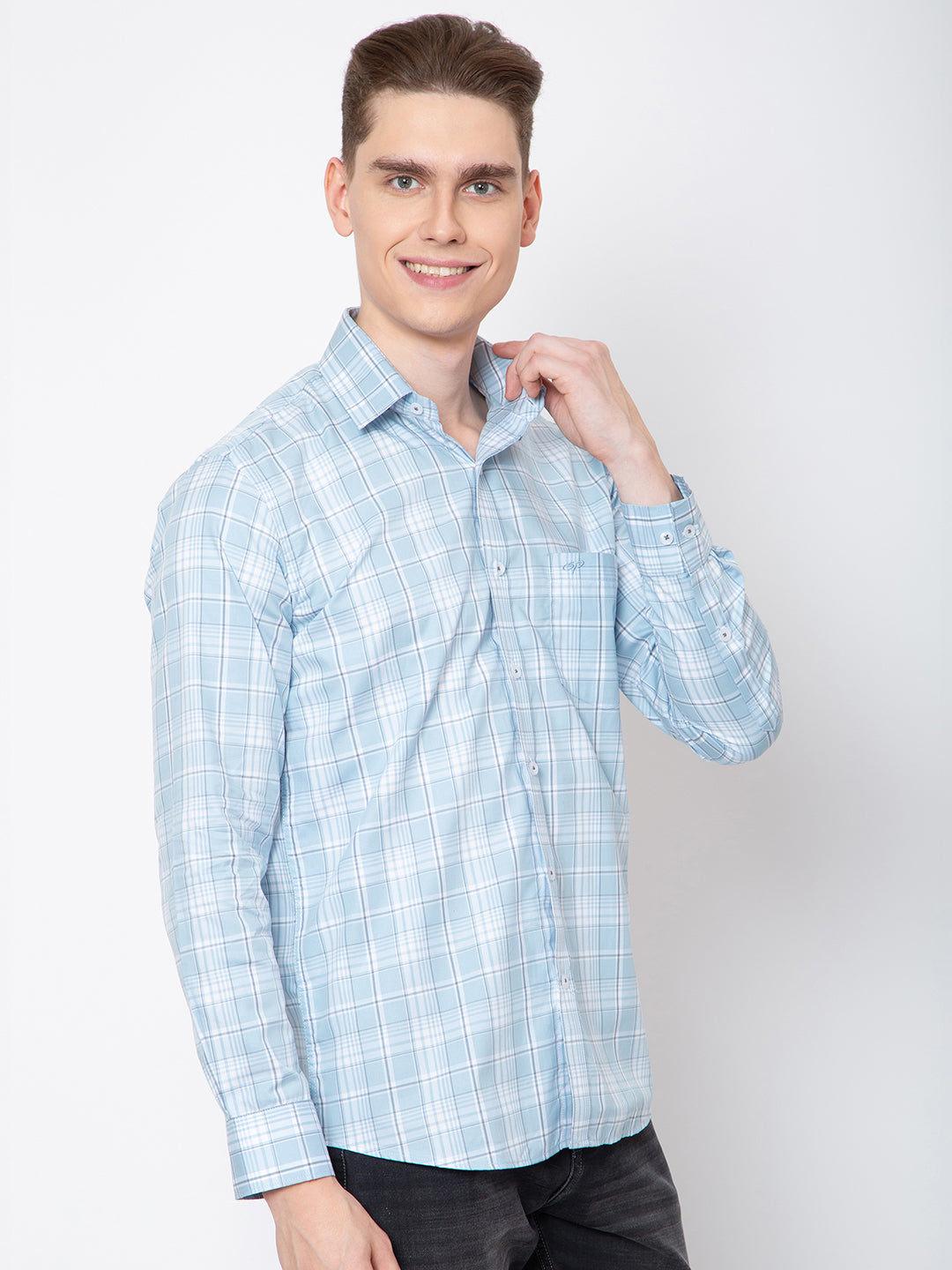 Mens Small Indigo Check Shirt
