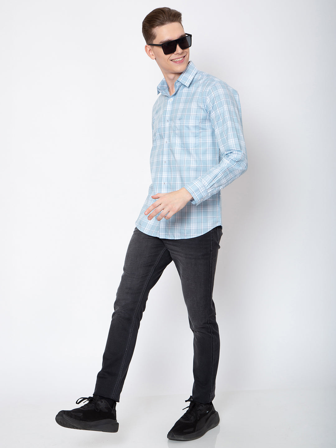 Mens Small Indigo Check Shirt