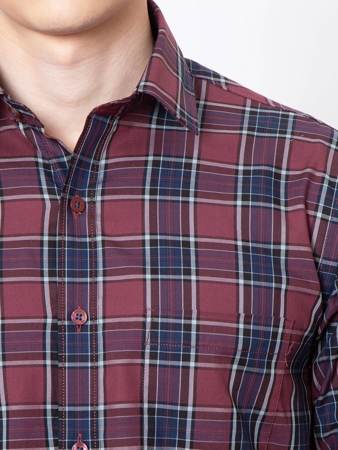 Mens Indigo Check Print Shirt