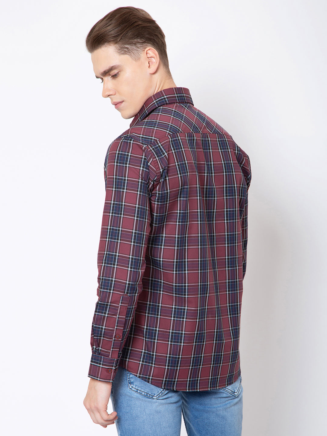 Mens Indigo Check Print Shirt