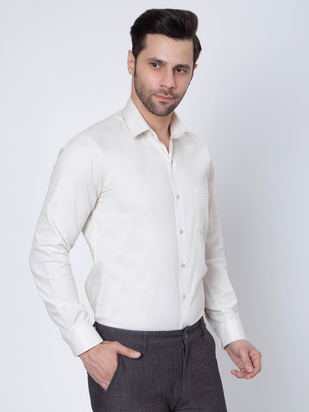 Mens Plain Cream Color Shirt