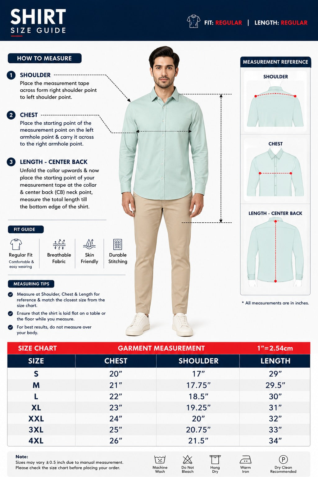 Men's Full Sleeve Casual Cotton Shirt – Regular Fit