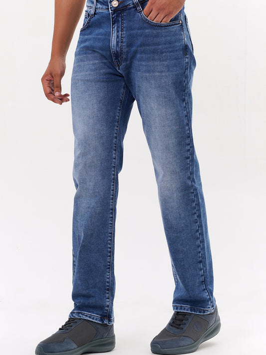 Men Light Blue Straight Fit Denim