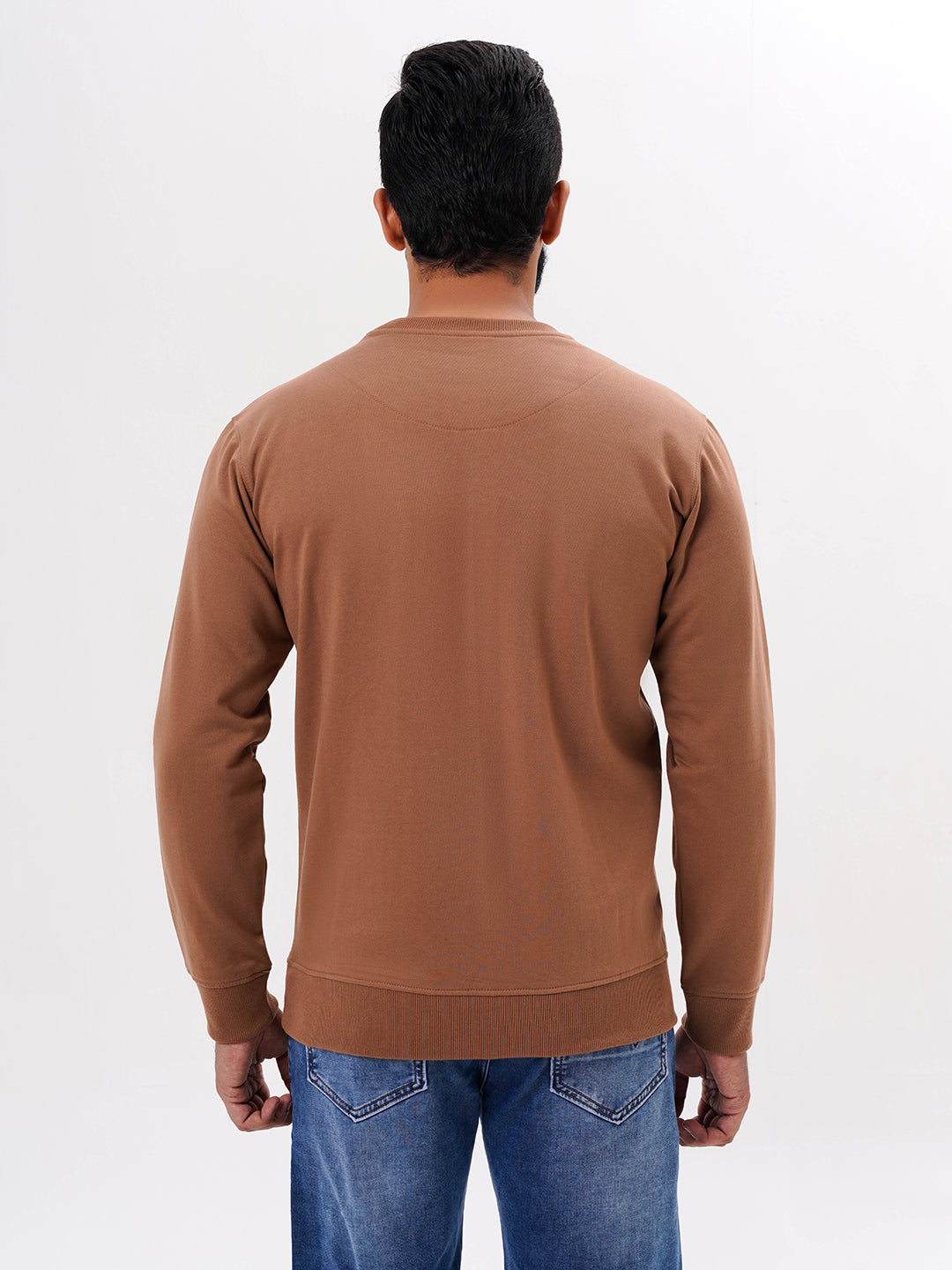 Men's Brown Solid  Full Sleeves Sweatshirt