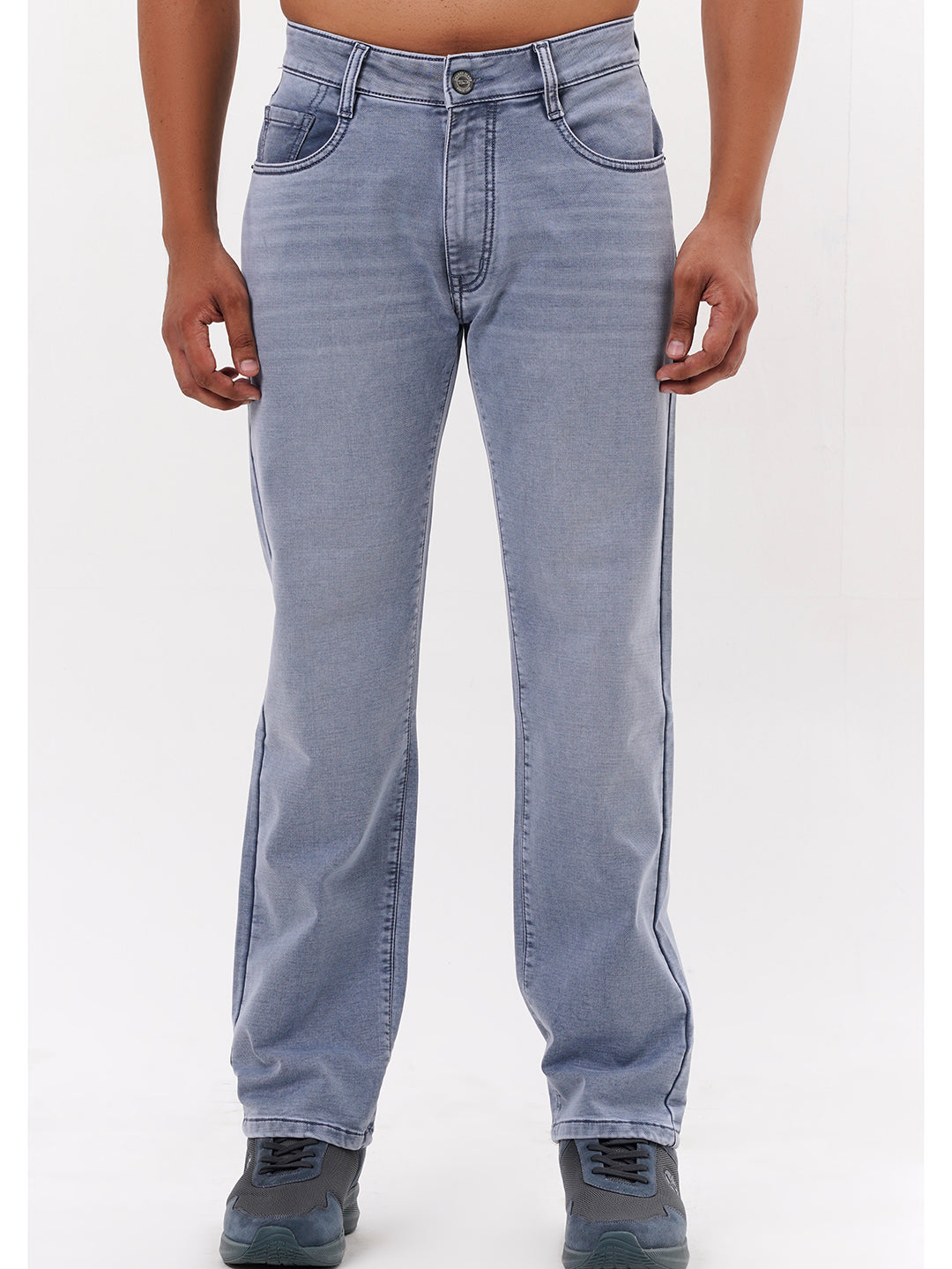 Men Light Grey Straight Fit Denim