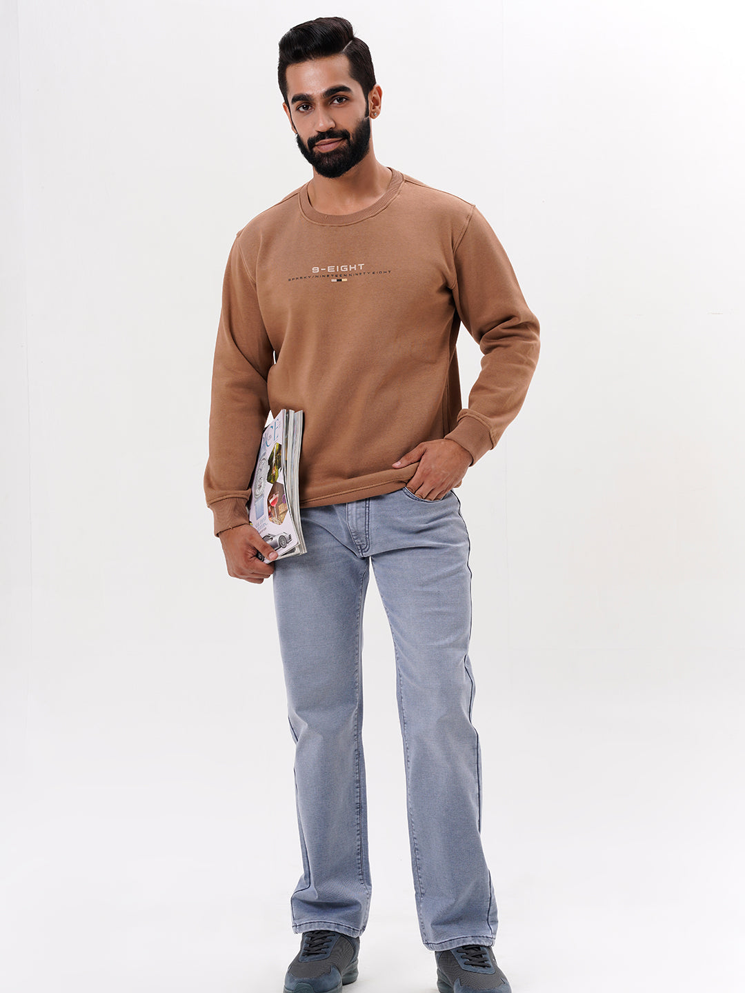 Men Light Grey Straight Fit Denim