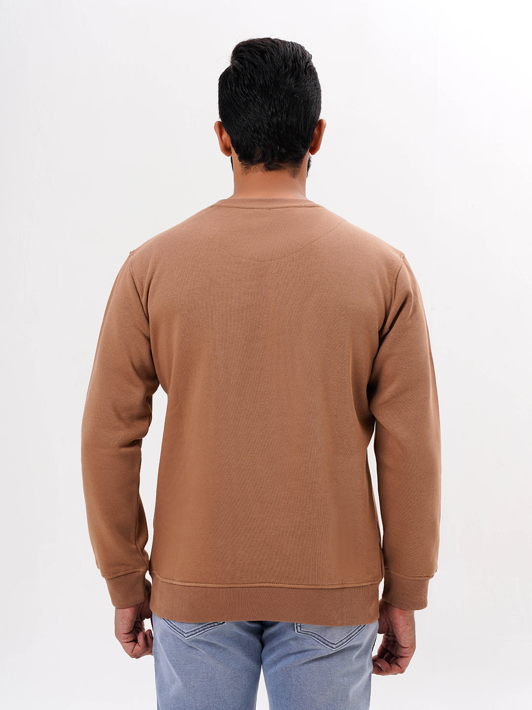 Men's Brown Solid  Full Sleeves Sweatshirt