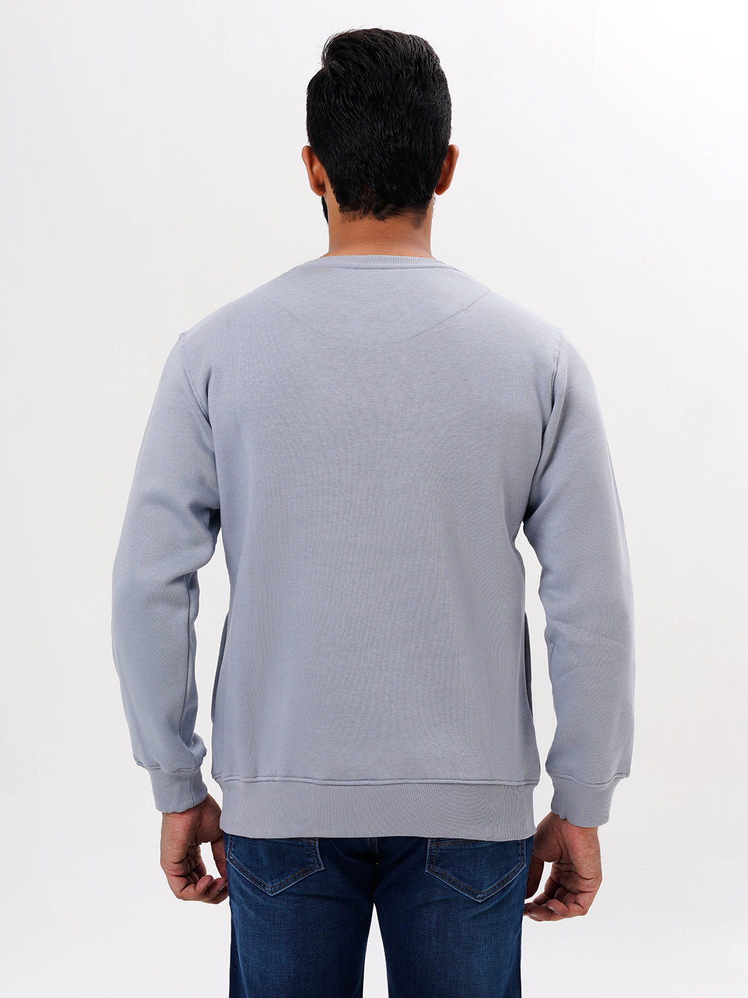 Men's Grey Solid  Full Sleeves Sweatshirt