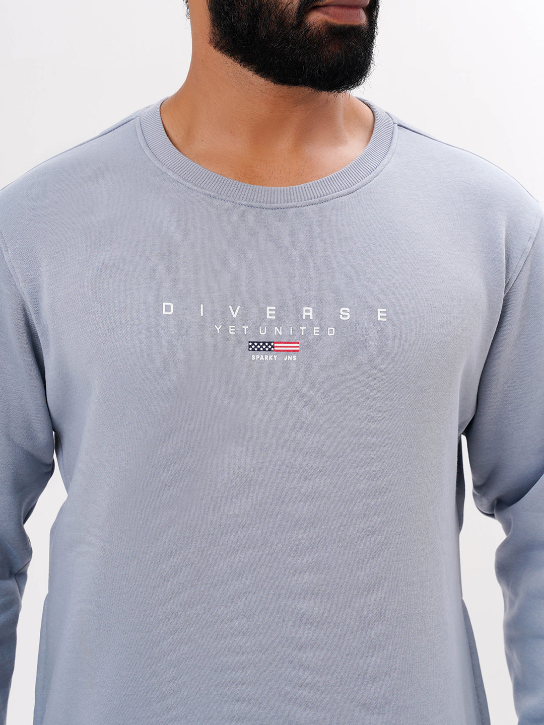 Men's Grey Solid  Full Sleeves Sweatshirt