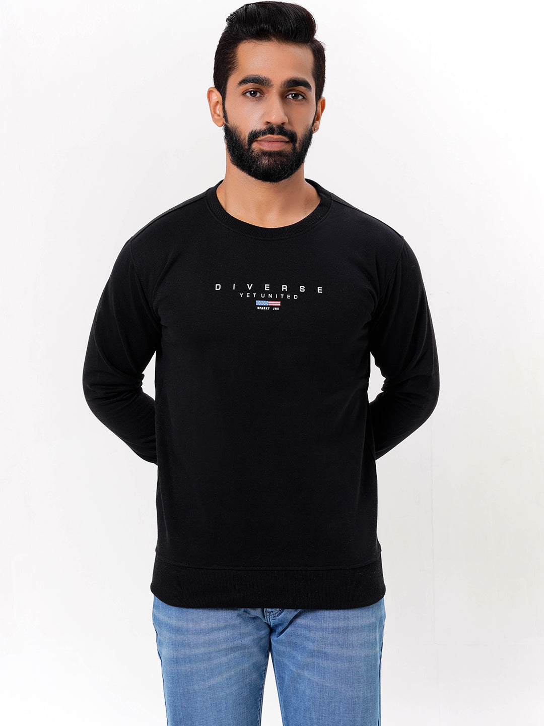 Men's Black Solid  Full Sleeves Sweatshirt