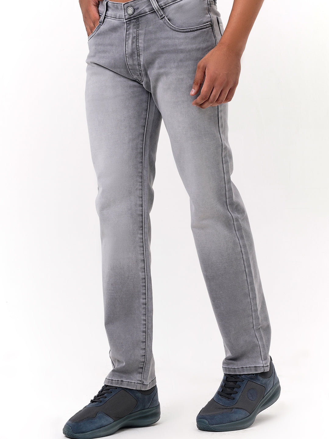 Men Mid Grey Straight Fit Denim