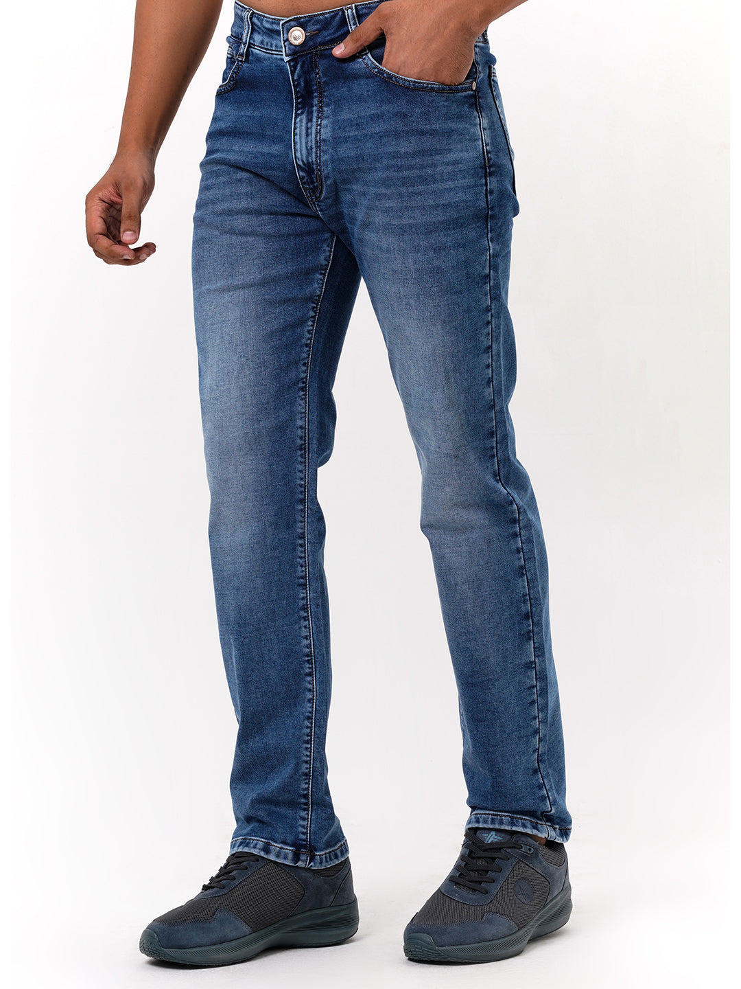 Men Light Blue Straight Fit Denim
