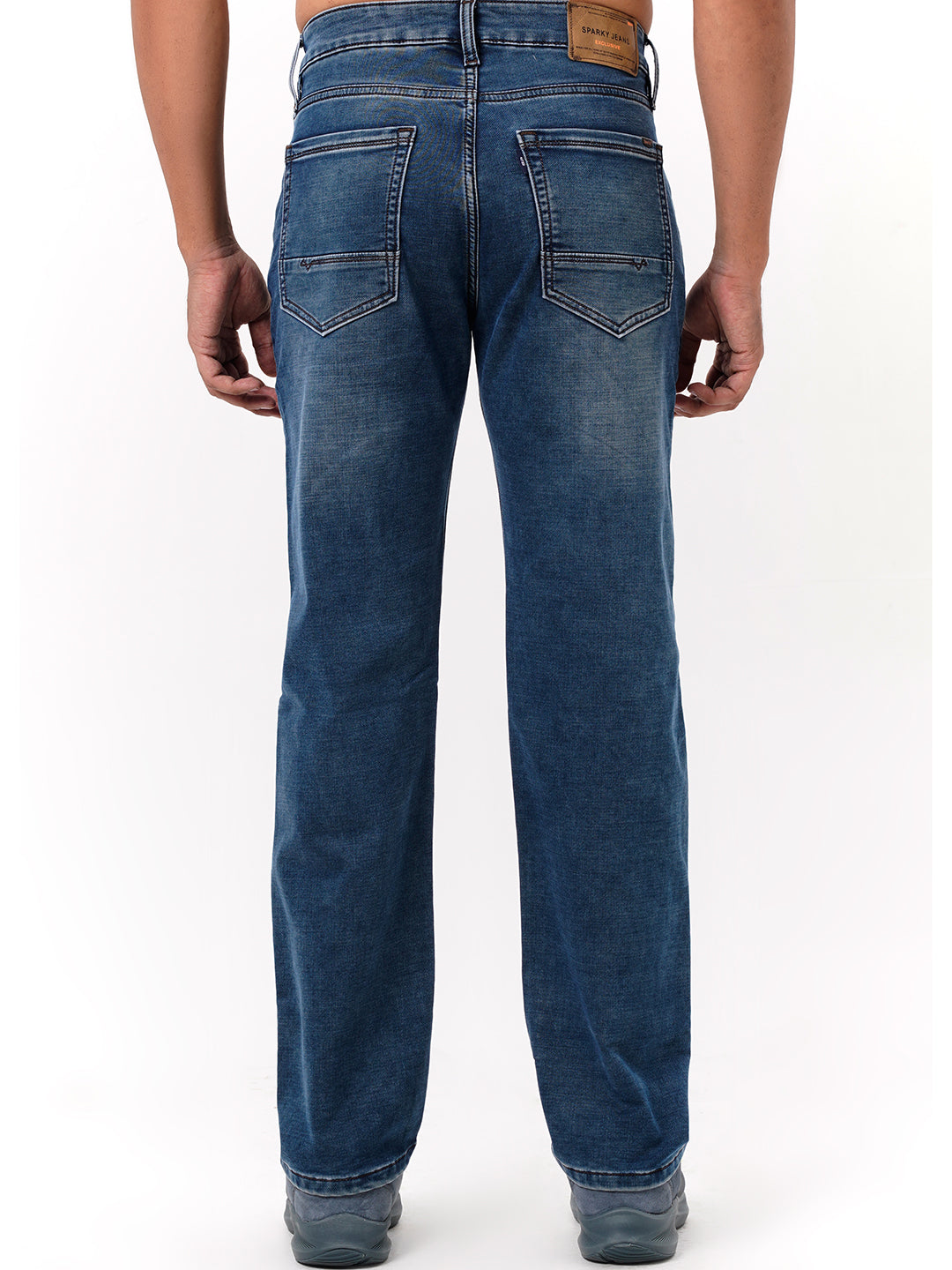 Men Light Blue Straight Fit Denim