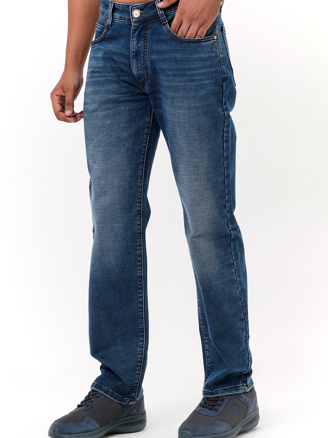 Men Light Blue Straight Fit Denim