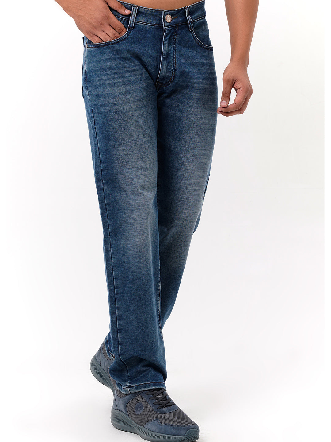 Men Light Blue Straight Fit Denim
