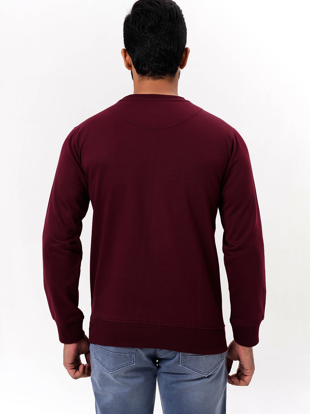 Men's Mehroon Solid  Full Sleeves Sweatshirt