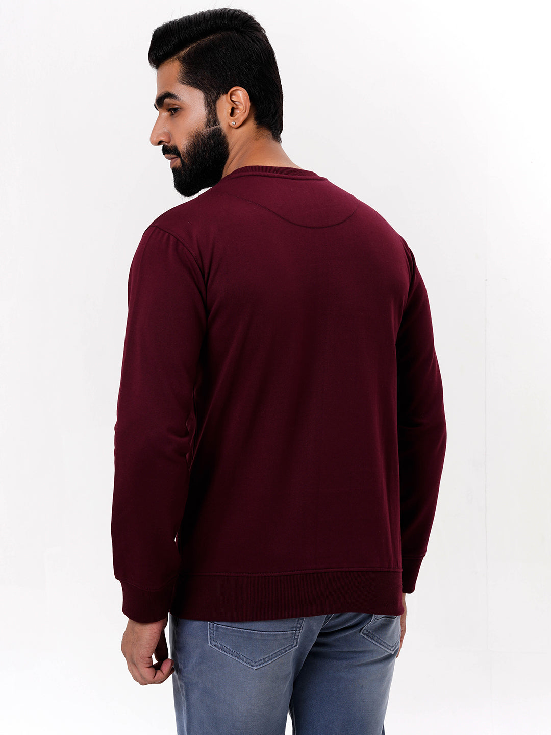 Men's Mehroon Solid  Full Sleeves Sweatshirt