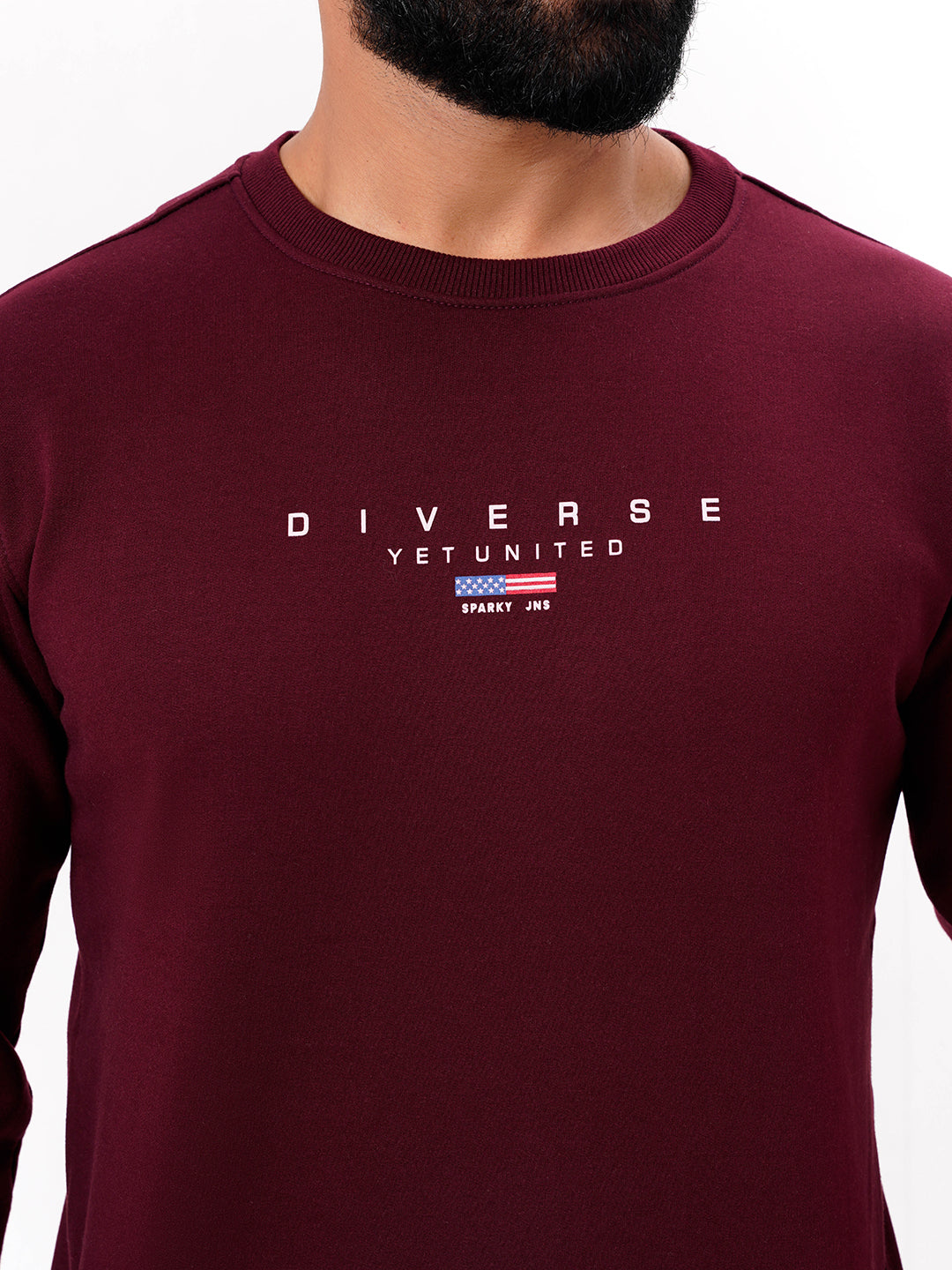 Men's Mehroon Solid  Full Sleeves Sweatshirt