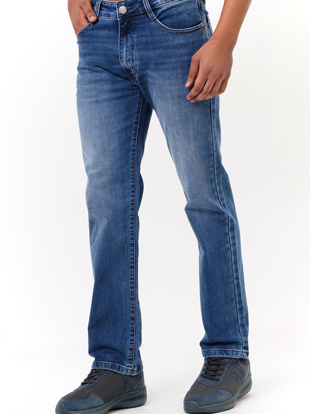 Men Light Blue Straight Fit Denim