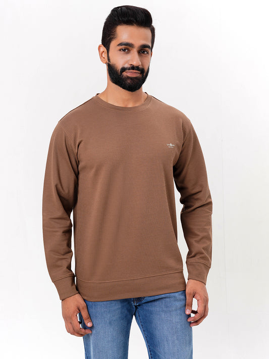 Men's Beige Solid  Full Sleeves Sweatshirt