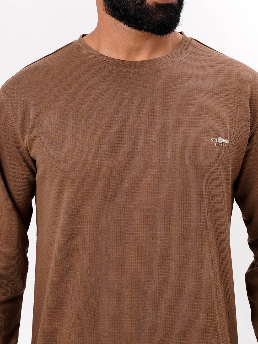 Men's Beige Solid  Full Sleeves Sweatshirt