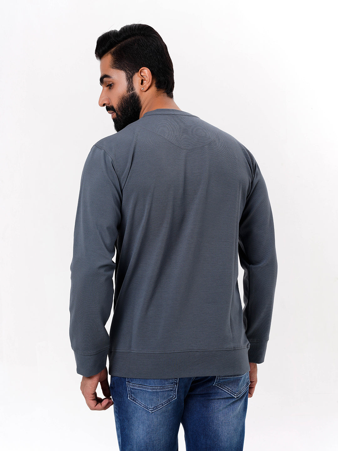 Men's Grey Solid  Full Sleeves Sweatshirt