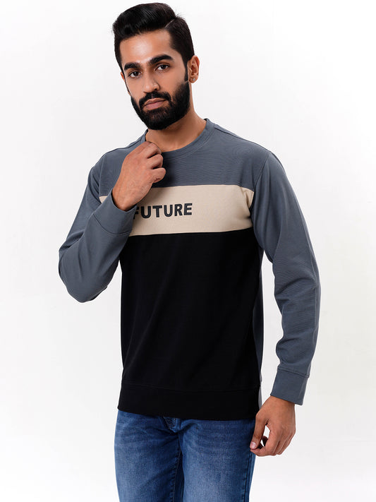 Men's Grey Solid  Full Sleeves Sweatshirt