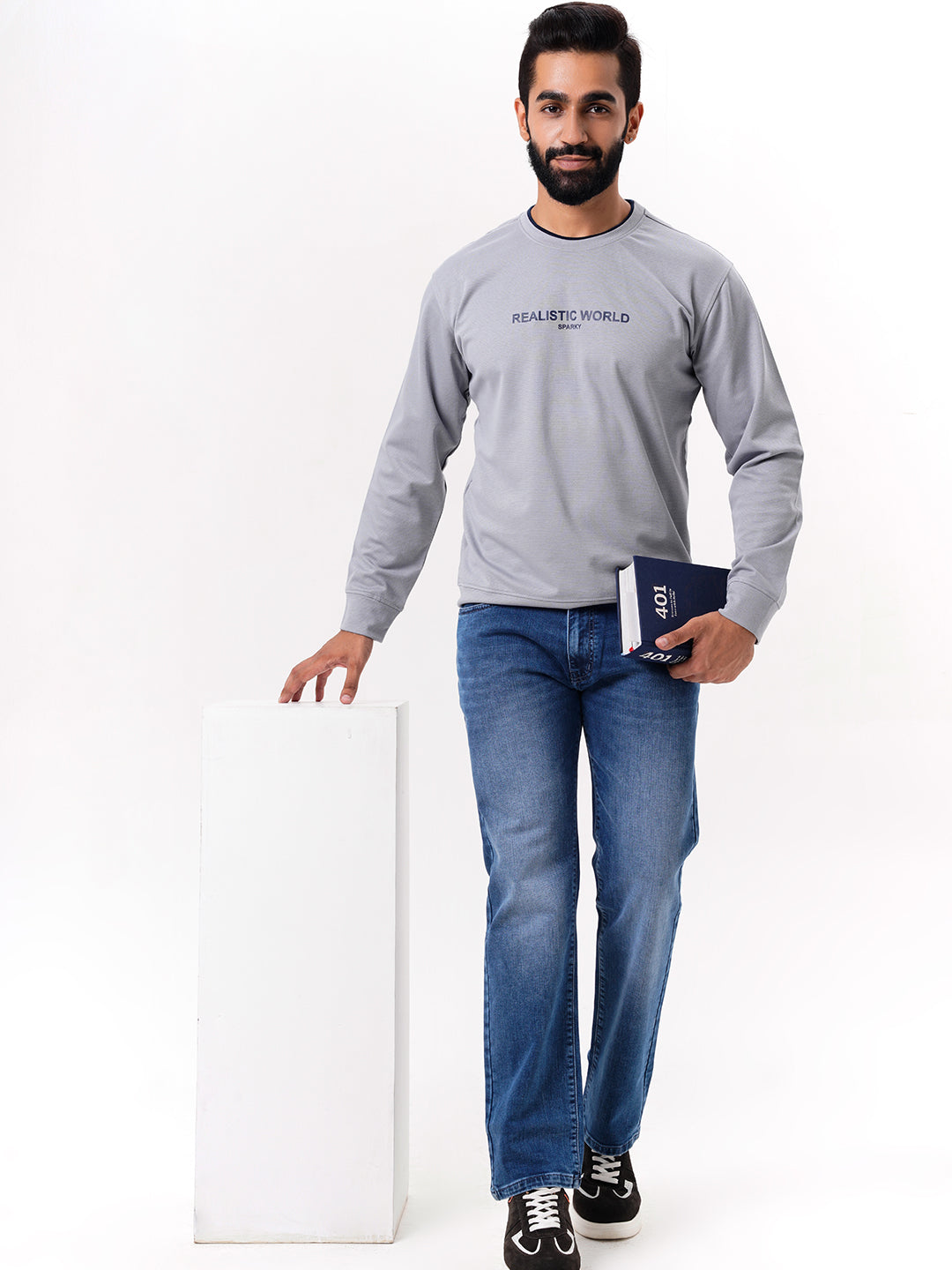 Men Light Blue Straight Fit Denim