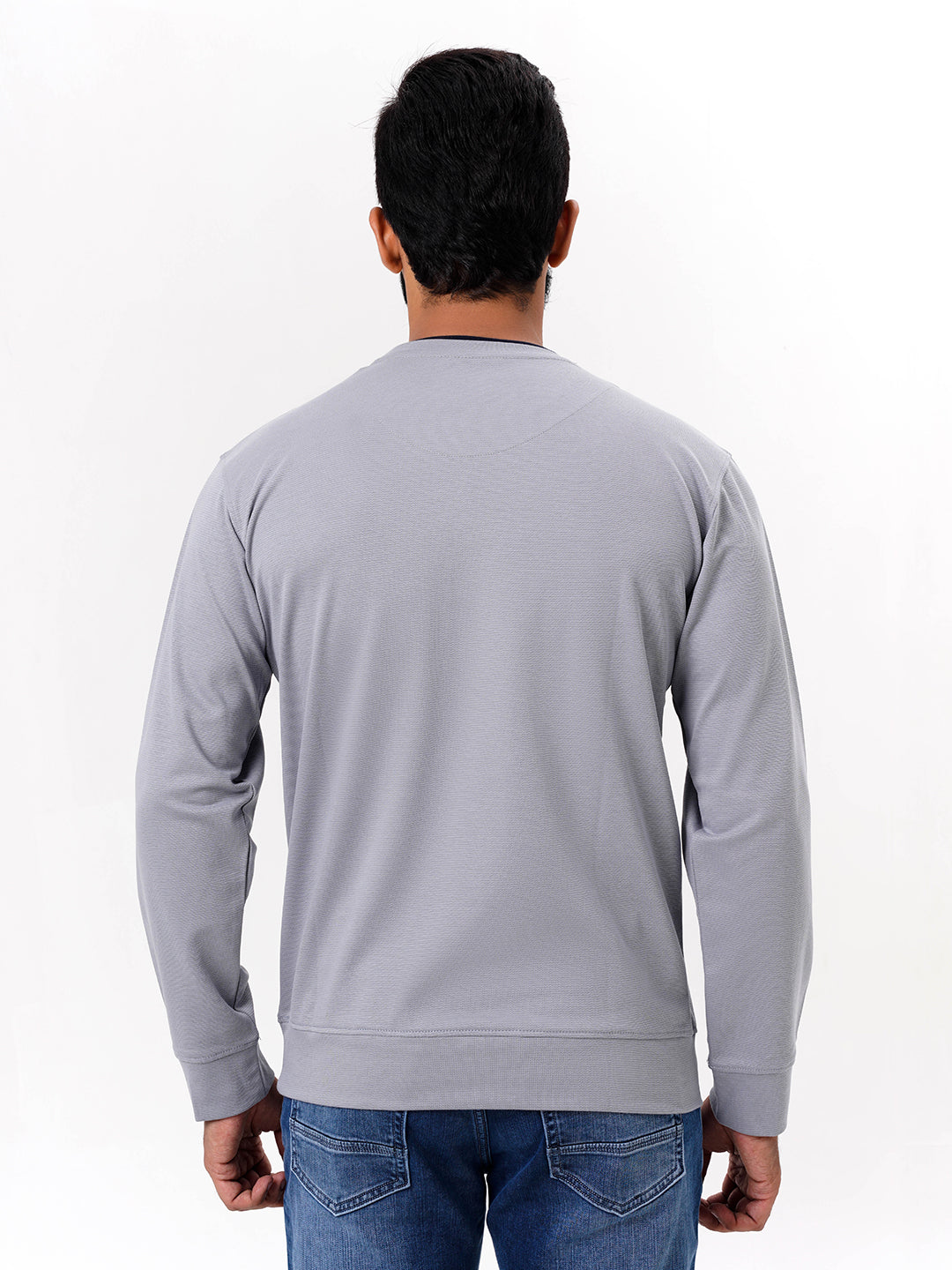 Men's Grey Solid  Full Sleeves Sweatshirt