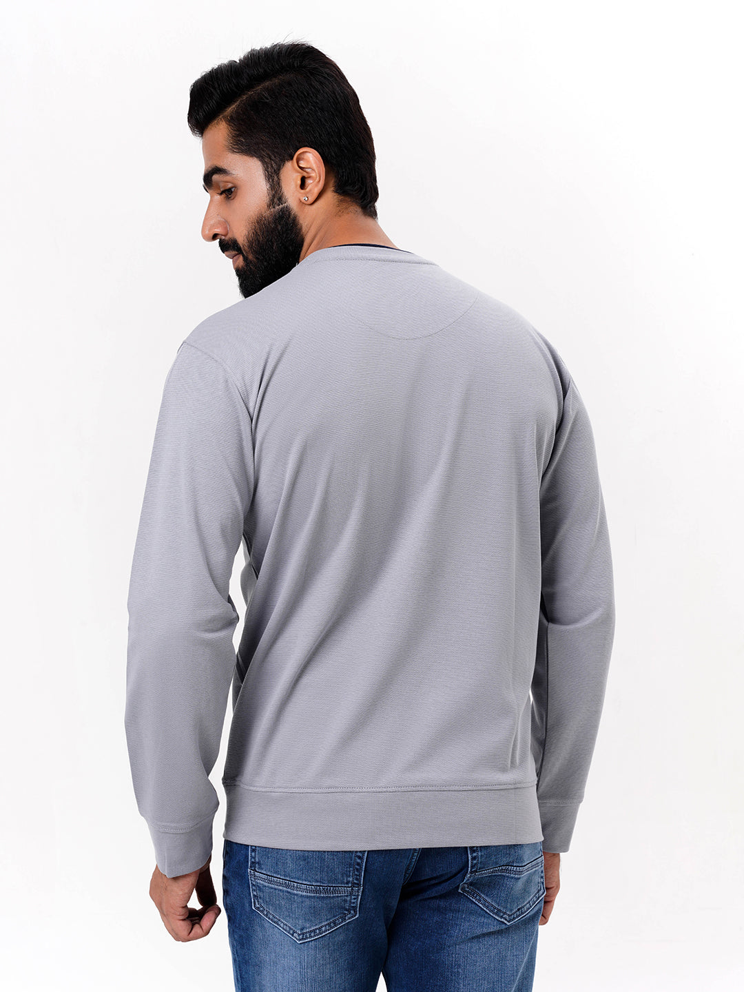 Men's Grey Solid  Full Sleeves Sweatshirt
