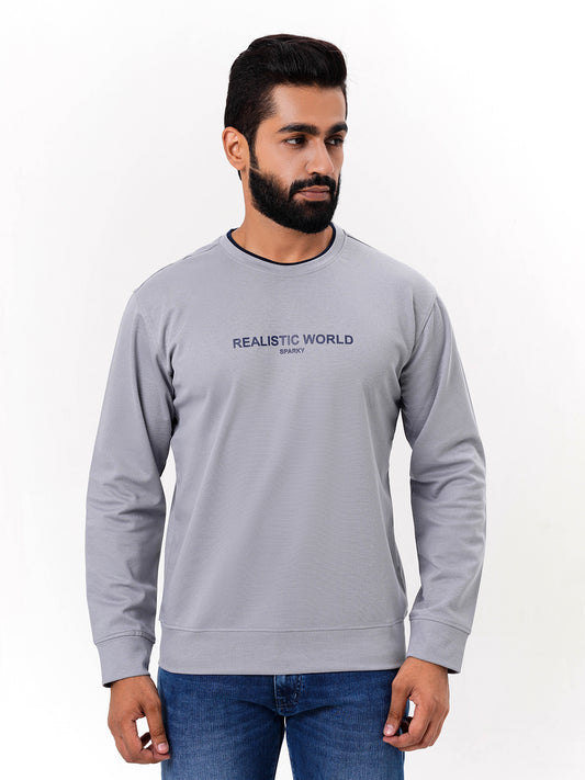 Men's Grey Solid  Full Sleeves Sweatshirt