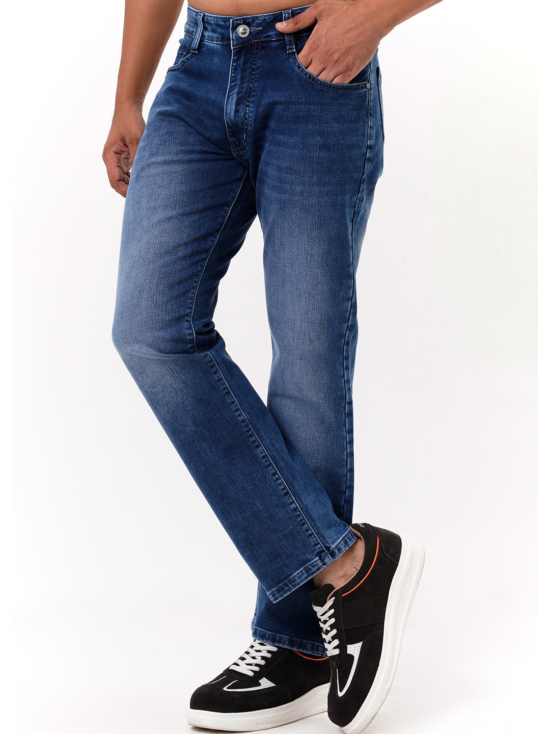 Men Light Blue Straight Fit Denim