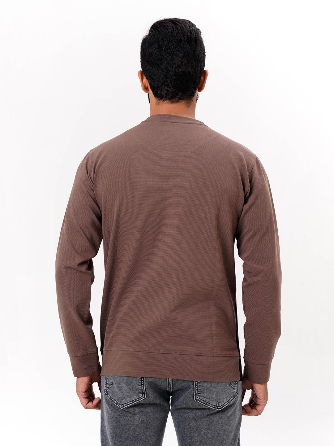 Men's Brown Solid  Full Sleeves Sweatshirt