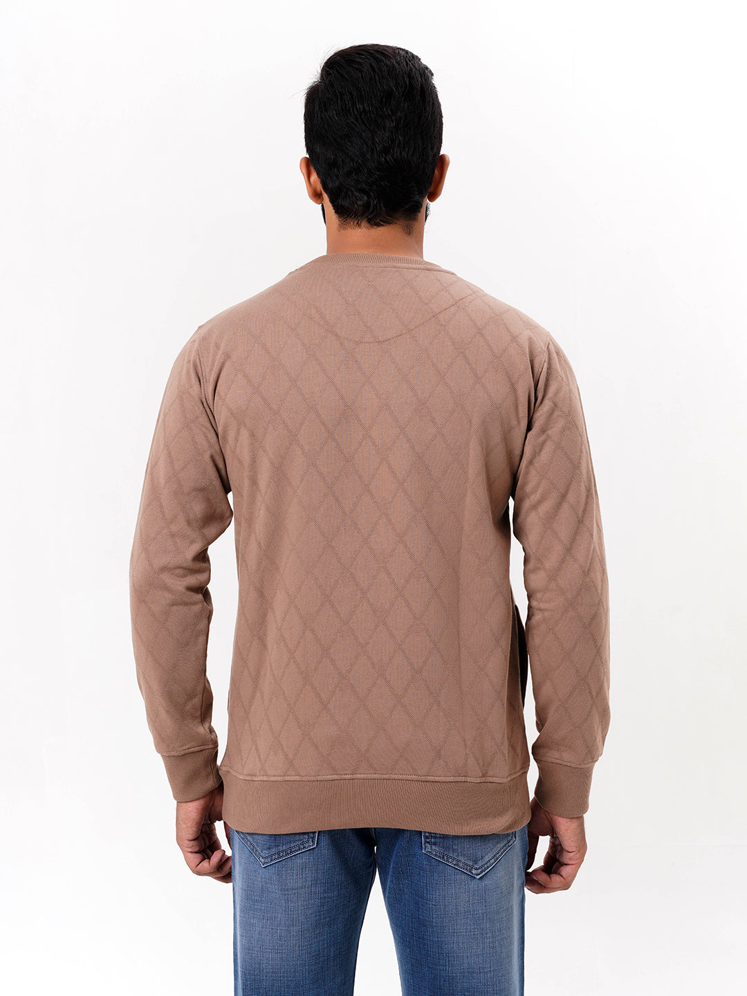 Men's Brown Solid  Full Sleeves Sweatshirt
