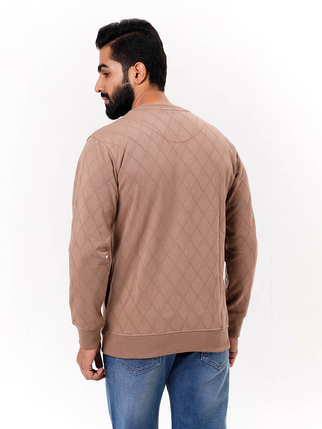 Men's Brown Solid  Full Sleeves Sweatshirt