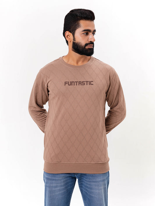Men's Brown Solid  Full Sleeves Sweatshirt