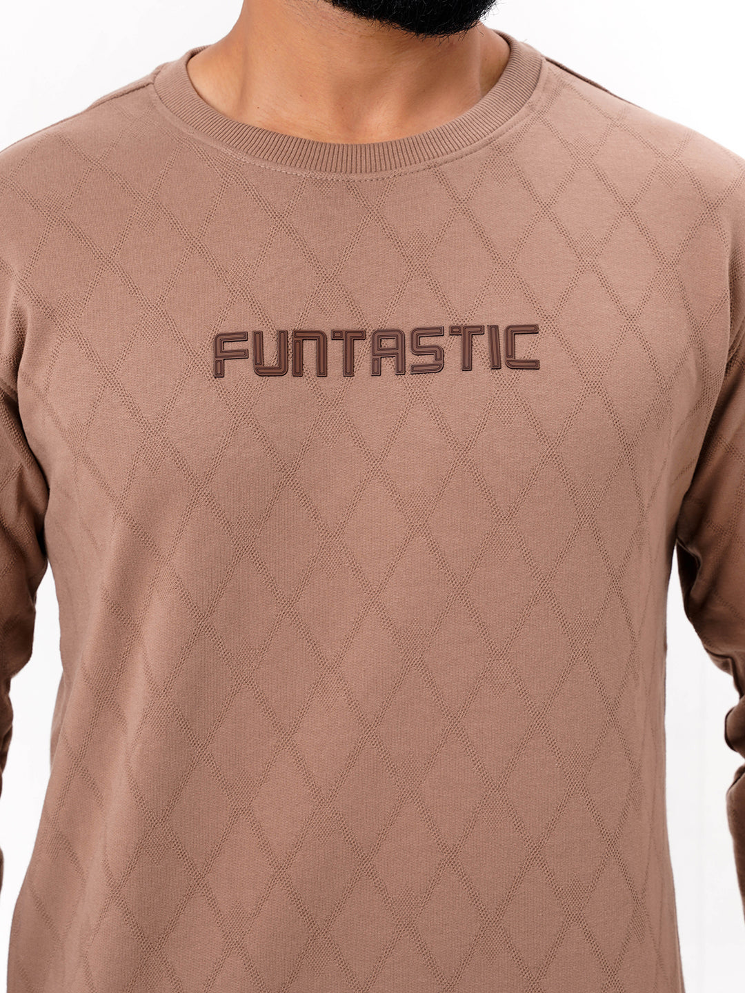 Men's Brown Solid  Full Sleeves Sweatshirt