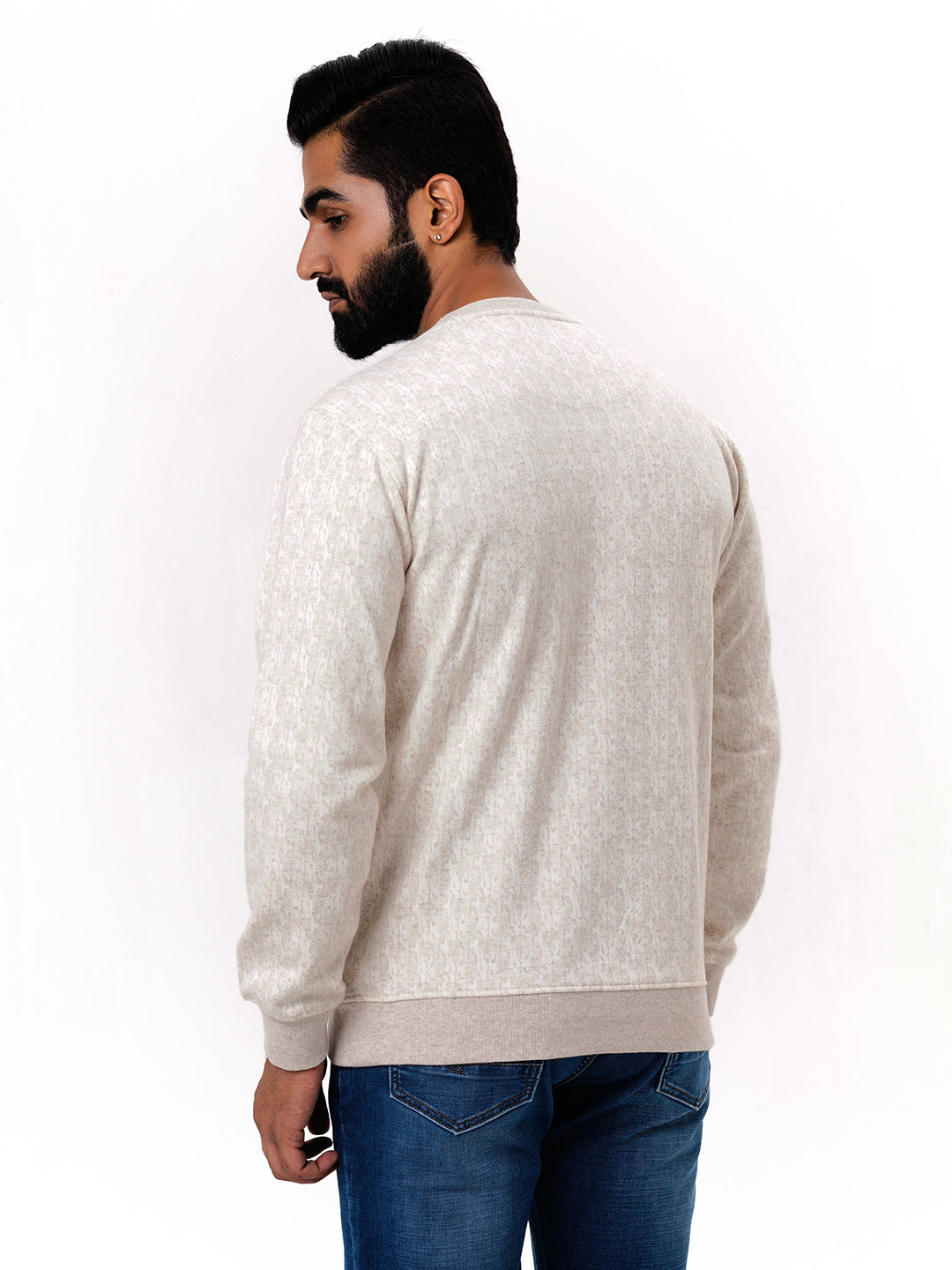 Men's Beige Solid  Full Sleeves Sweatshirt