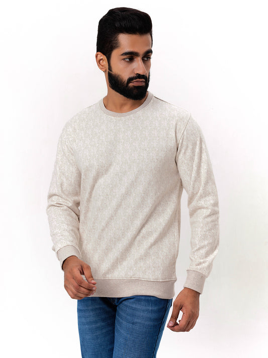 Men's Beige Solid  Full Sleeves Sweatshirt