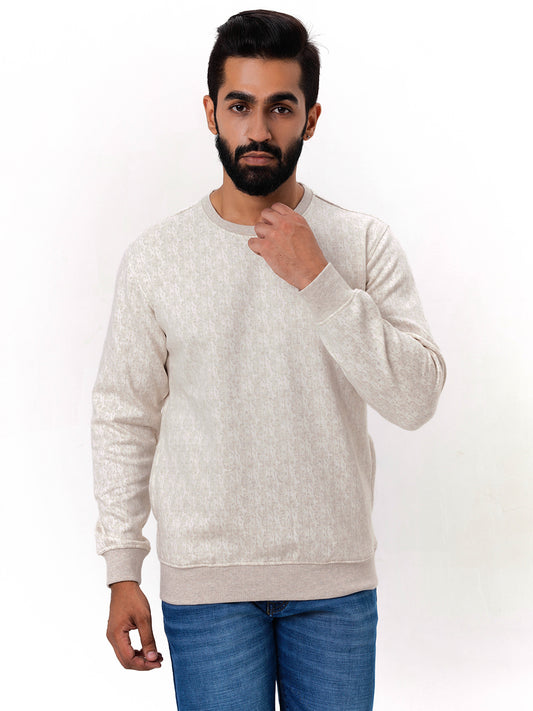Men's Beige Solid  Full Sleeves Sweatshirt