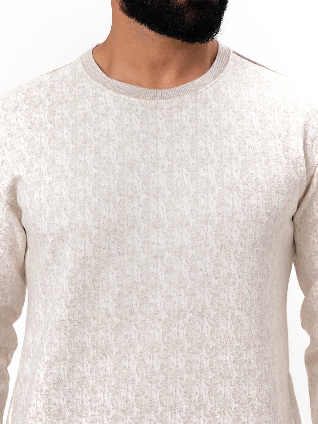 Men's Beige Solid  Full Sleeves Sweatshirt