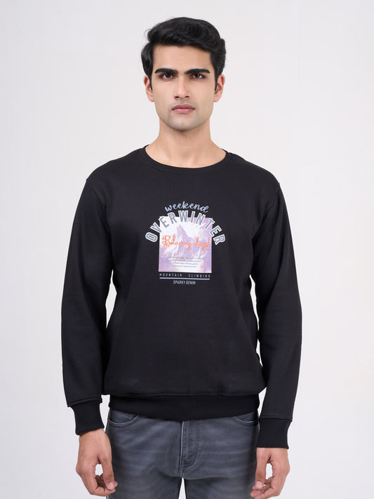 Men's Black Solid Full Sleeves Sweatshirt
